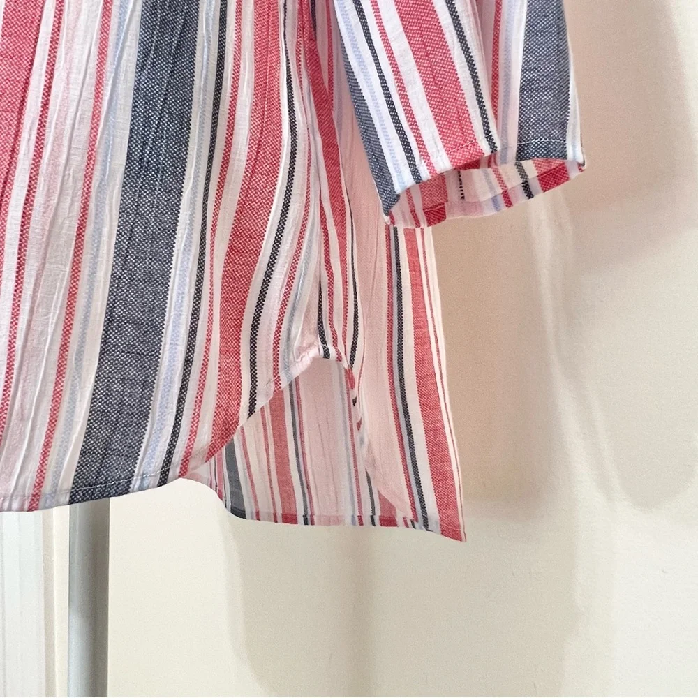 Kim Rogers Striped Long Sleeve Top Resortwear Cruise Lightweight Nautical - Picture 6 of 10